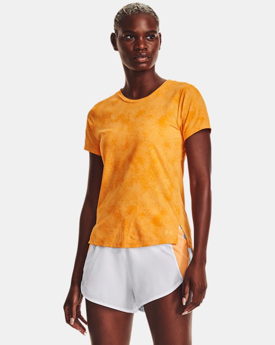 Women's UA Iso-Chill Run Short Sleeve, Yellow, pdpMainDesktop image number 0